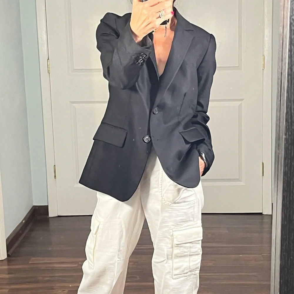 J.Crew black 100% wool single breasted jacket blazer size 2 - Picture 2 of 13